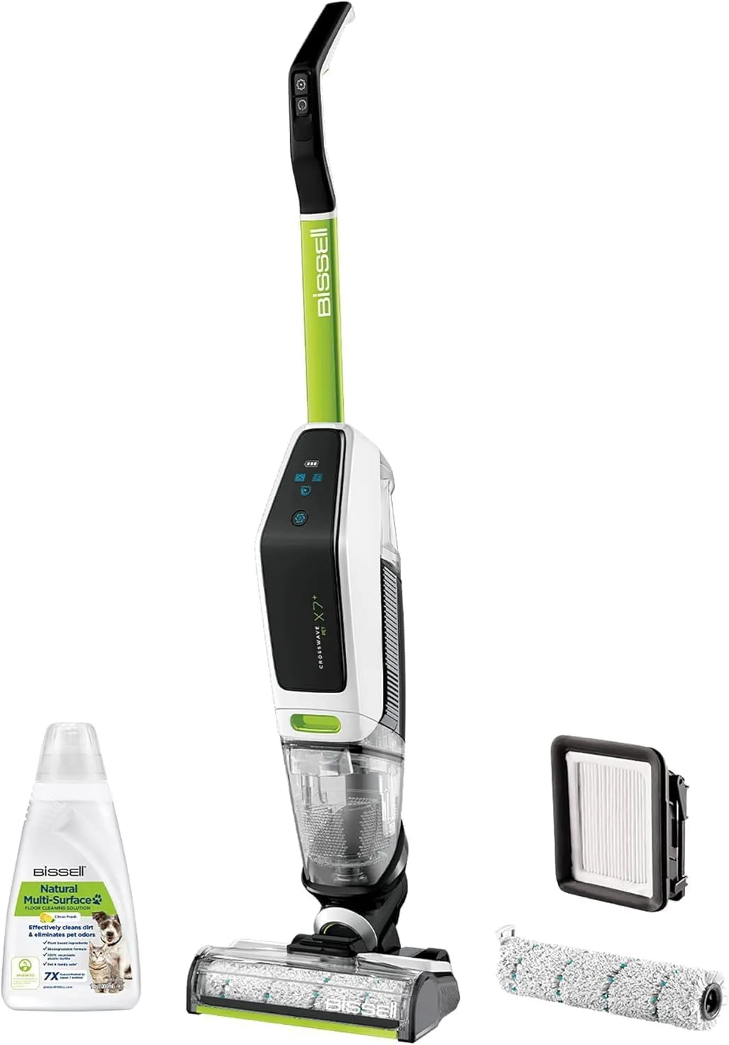 Aspirateur 3479N, Multi-Surfaces 3-en-1, Pour Sols Durs & Moquettes, Nettoyeur, Sans Fil, Vert, finition noire, BISSELL CrossWave X7 Plus Cordless Pet