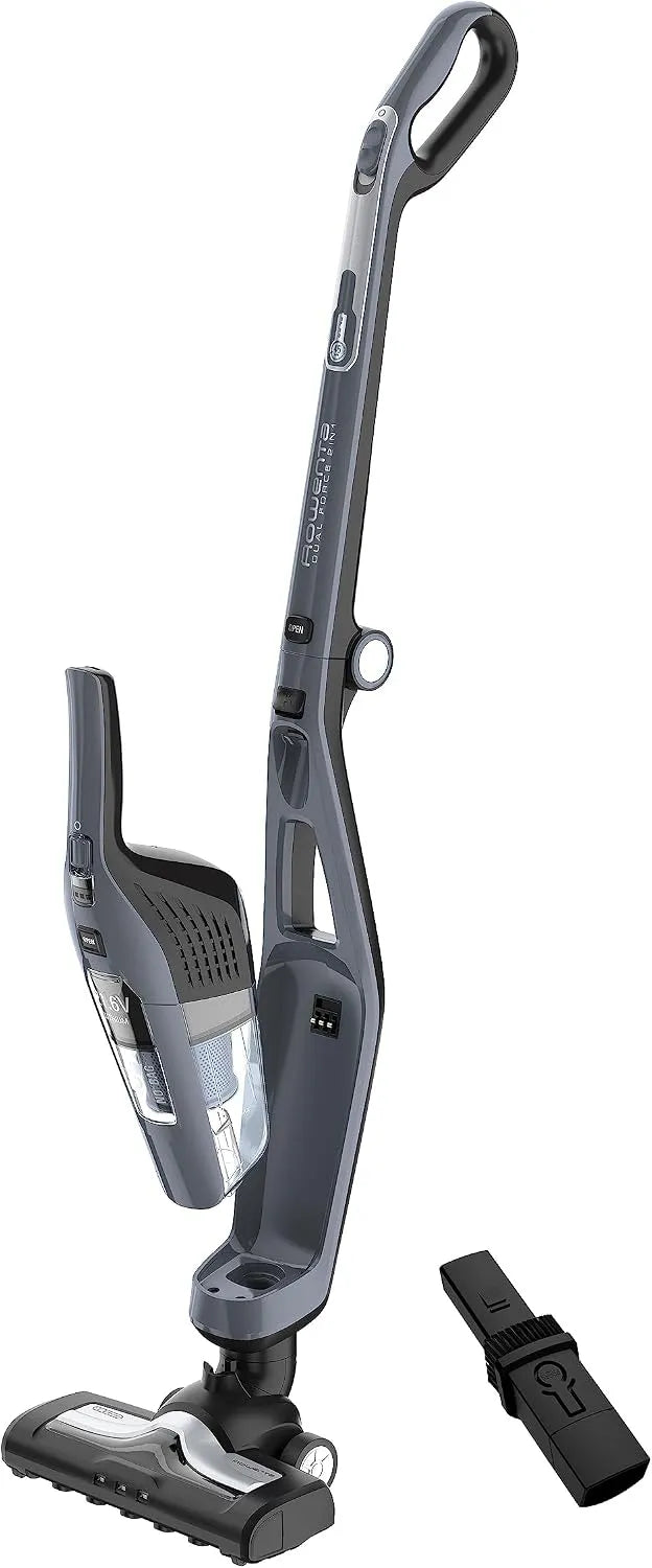 Rowenta aspirateur balai RH6756WO, sans fil 2 en 1, Aspirateur à main intégré, Autonomie 75 min, Léger, Lumière LED, Poignée pliable