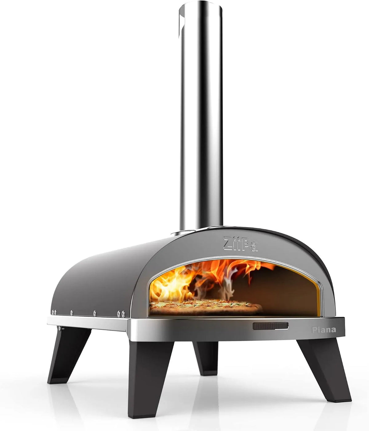Four ZiiPa •, Pierre Réfractaire Ø31 cm, Chauffe à 450°C en 20 min, Cuisson Express 90 sec, Ultra Compact & Innovant, à Pizza à Pellets Piana, Ardoise