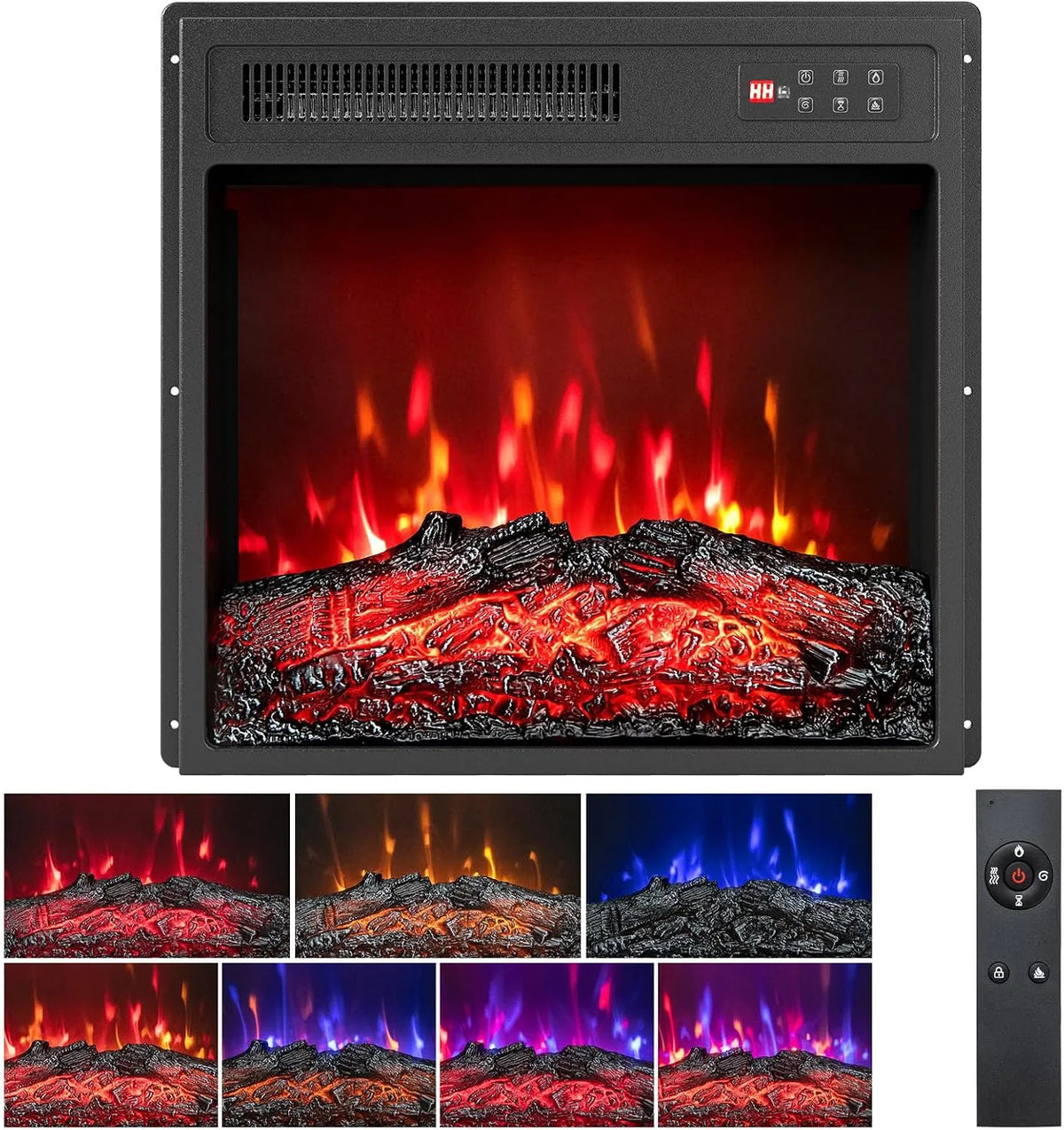 Costway cheminée électrique, Cheminée Chauffage 750W, largeur 48,5 CM, Minuterie 8H Protection Contre Surchauffe