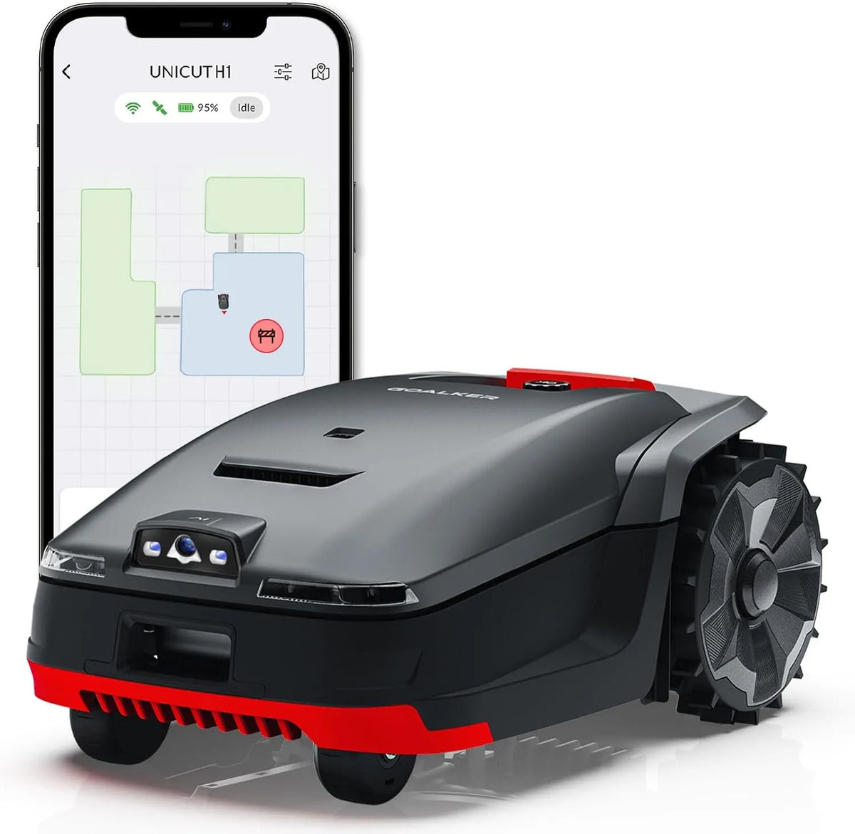 Tondeuse, 2000㎡ Contrôle par App, Robot RTK+VSLAM Dual TOF, Coupe Précise des Bordures, UNICUT H1 Robot sans Fil Périphérique, Pente 45%