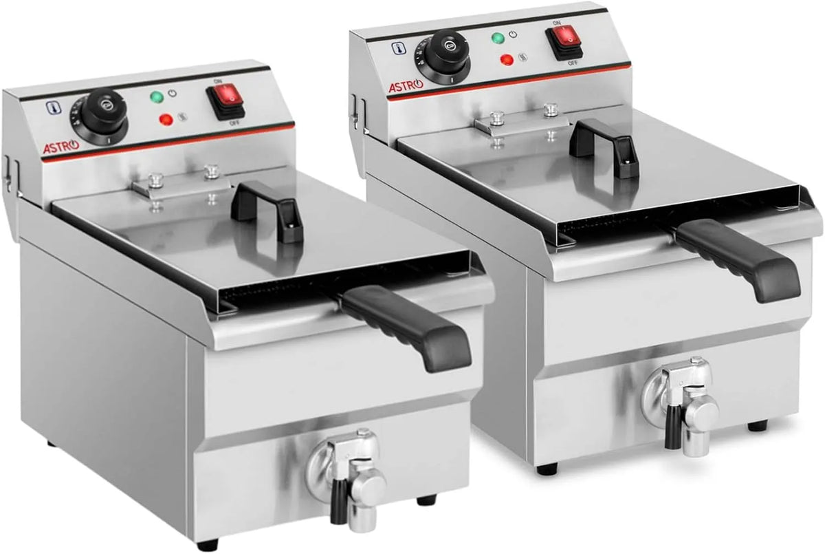 2 Lot de, Friteuse électrique 8 L, puissance 3000 W, Robinet de Vidange, Inox