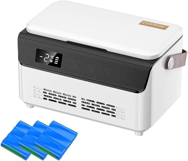 Glacière, Mini réfrigérateur portable, 0-8 °C, Avec 3 piles, à insuline, Contrôle intelligent de la température, Écran LCD, voyage