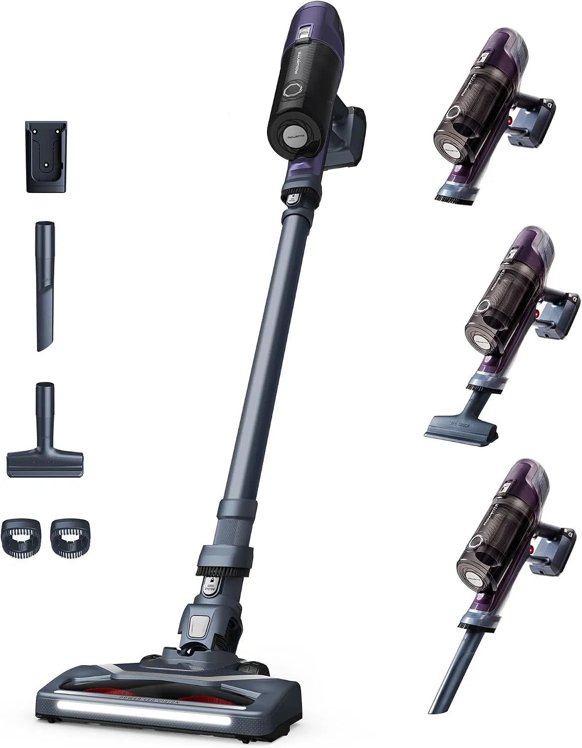 Rowenta aspirateur balai 45min RH6838WO, X-Pert 6.60 sans fil, Puissance 100W, Léger, Autonomie, Efficace sur tous Types de Sols, LED, Violet