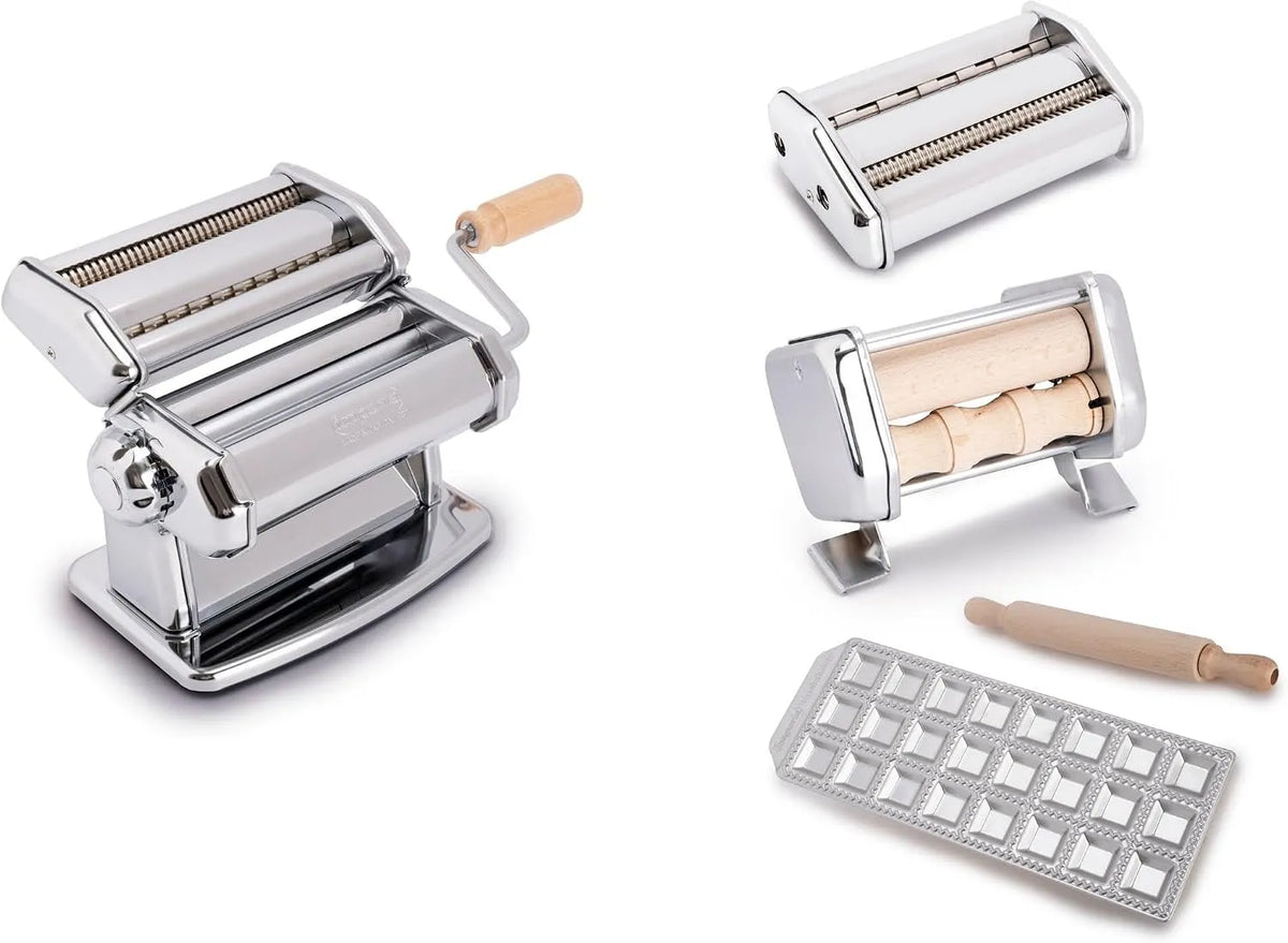 Machine à pâtes, Imperia Fabbrica della Pasta Ligne Classique. C t cadeau., coupe-pâte, avec accessoires. Made in Italy. Kit composé: fraîches
