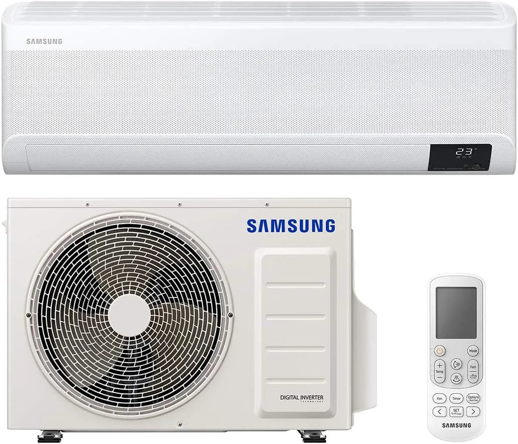 Samsung climatiseur AR09TXCAAWKNEU+AR09TXCAAWKXEU, monoplat pompe à chaleur 9000 BTU SmartThings IA WiFi, WindFree Elite, GAS R32