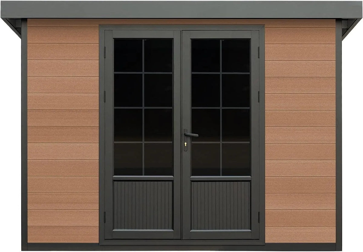 Abri de jardin, HAZELTON, en Bois Composite 28 mm Aspect Naturel foncé 10,43 m²