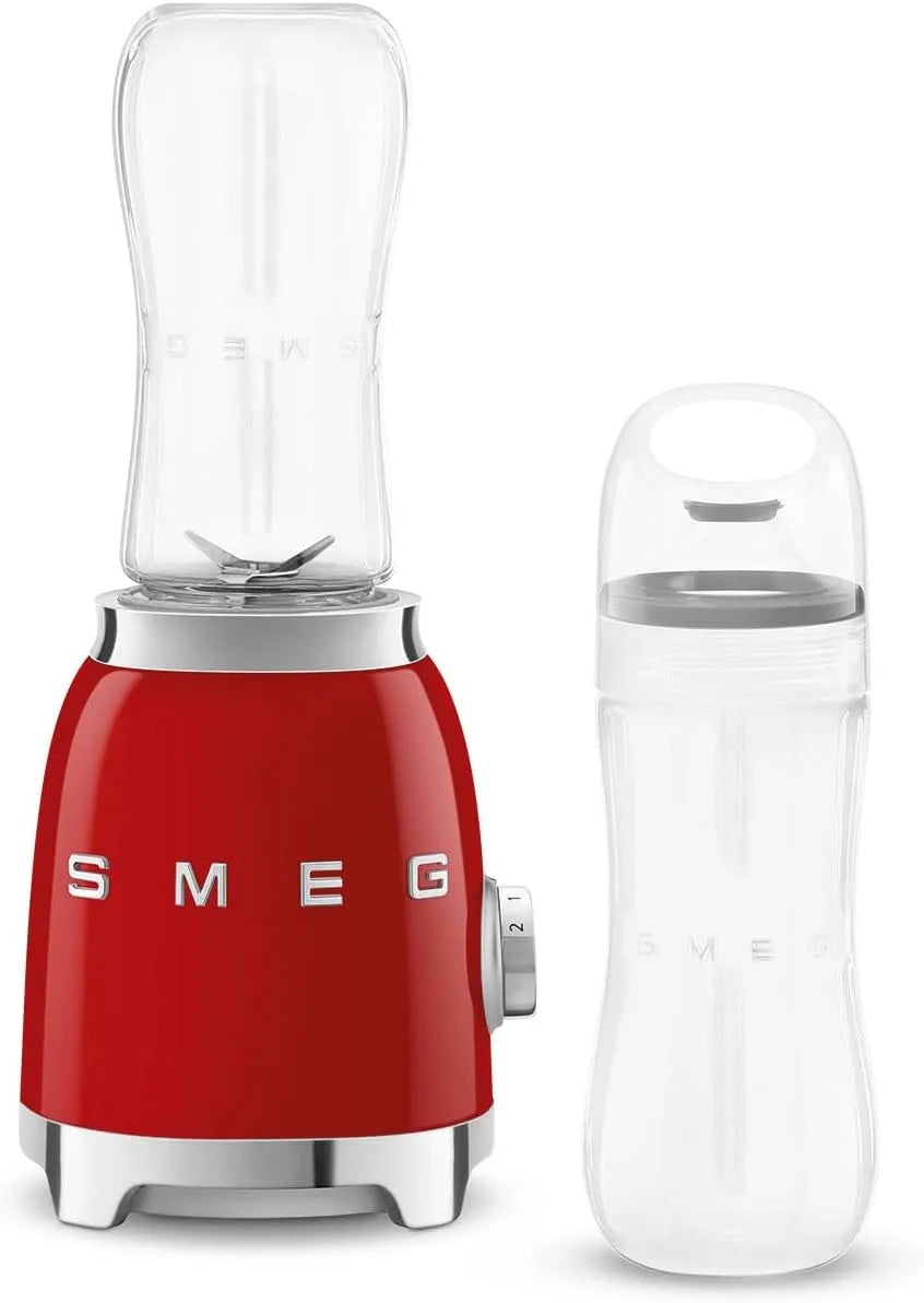 Smeg blender PBF01RDUS, avec bouton rétroéclairé et deux bouteilles de 600 ml, personnel style rétro années 50, sans BPA rouge