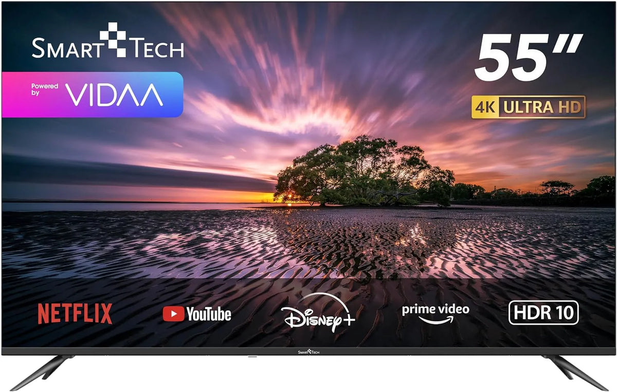 Smart TV UHD 55 3xHDMI 2xUSB, largeur 139 cm, VIDAA, Netflix, Canal+, PVR, Smart Tech TV LED 4K ', Mode Hotel, Molotov