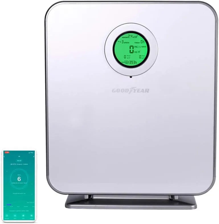Purificateur d'air H13 Goodyear, couverture 88 m², silencieux 20 dB pour chambre, pollen et fumé