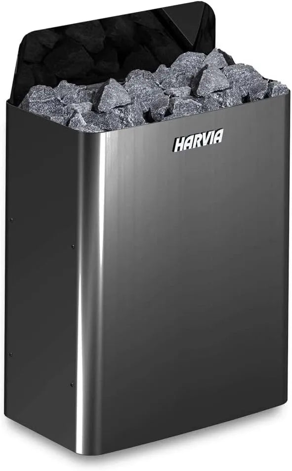 HOLL'S, Poêle Électrique pour Sauna Traditionnel en Bois, Utilisation avec Pierres, finition noire, Harvia Black Steel 9 KW, Positionnement Mural