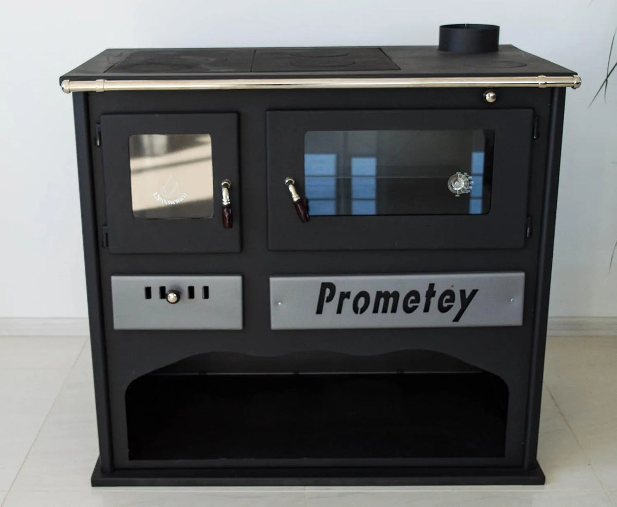 Poêle à bois PROMETEY 11, cuisinière four avec verre kW, puissance 11 kW, PRAKTIK, LUX