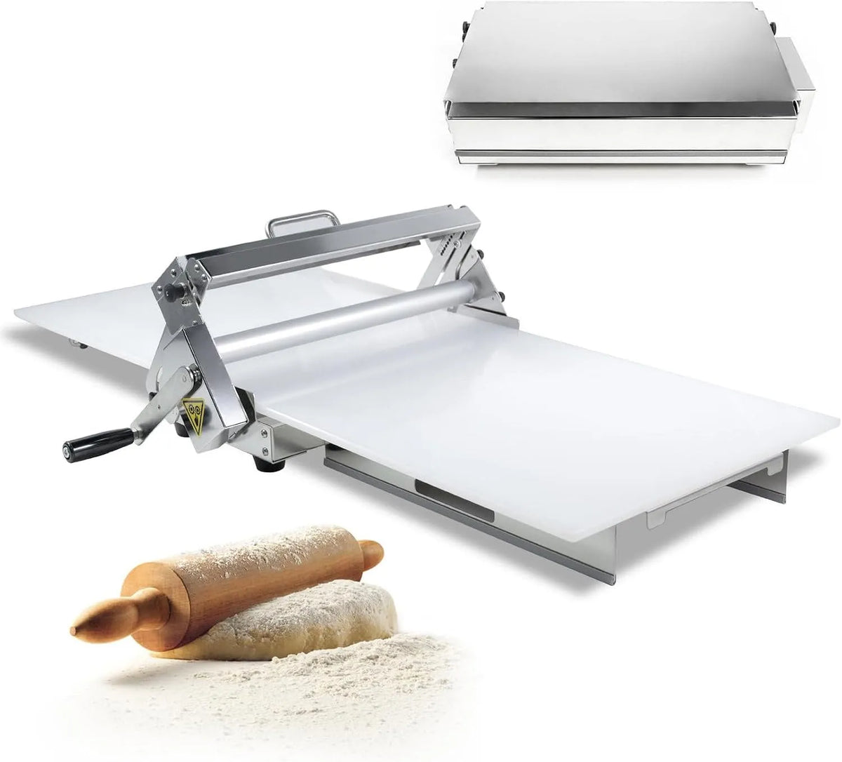 Modèle pâte professionnel Model400 Laminoir à, épaisseur réglable de 0 à 25 mm, laminoir réversible pour pâte feuilletée et fondante, laminoir manuel