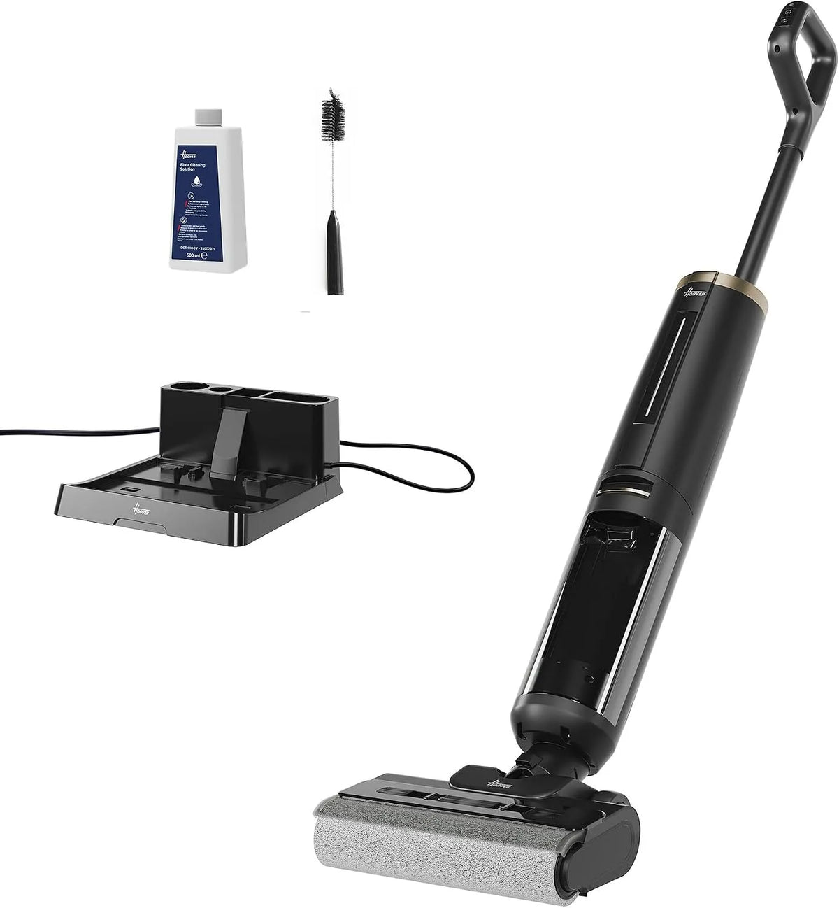 Hoover aspirateur HW3, Autonettoyage & Séchage à l'Air Chaud 55°, Plus Laveur, Puissant 16 000Pa, Autonomie 40 Min, sans Fil, Eau et Poussière