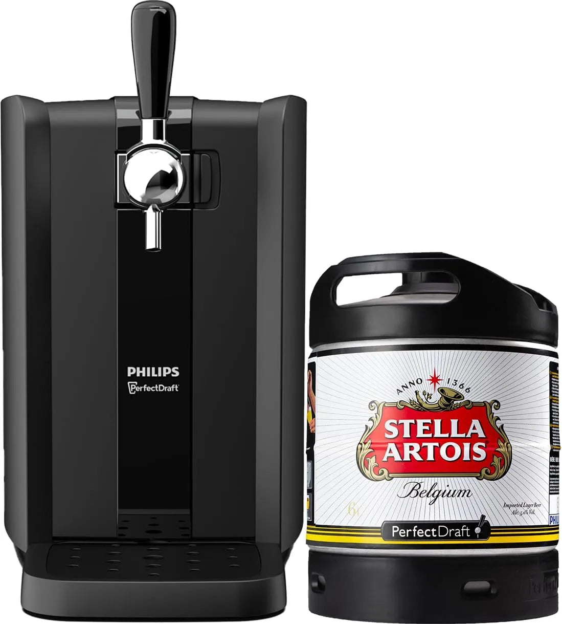 PerfectDraft Black, Pack Tireuse À Bière + 1 Fût Stella Artois 6L, Refroidissement À 3°C, 30 Jours Fraîcheur, Machine Pression À Domicile