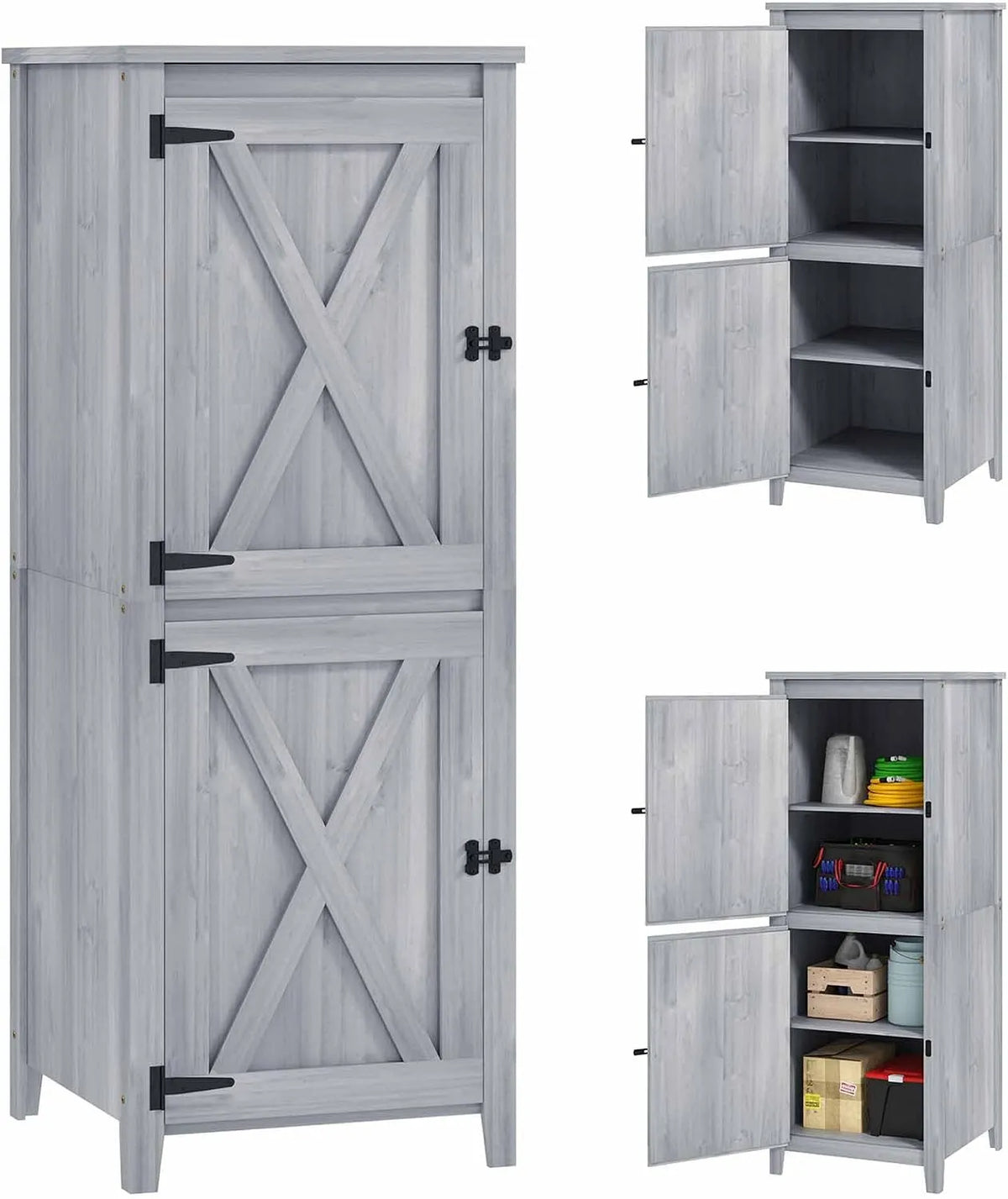 Abri de jardin Outsunny, en Bois avec étagères Amovibles, dimensions 60 x 60 x 160 cm, Armoire de Jardin en Bois, cabane à Outils