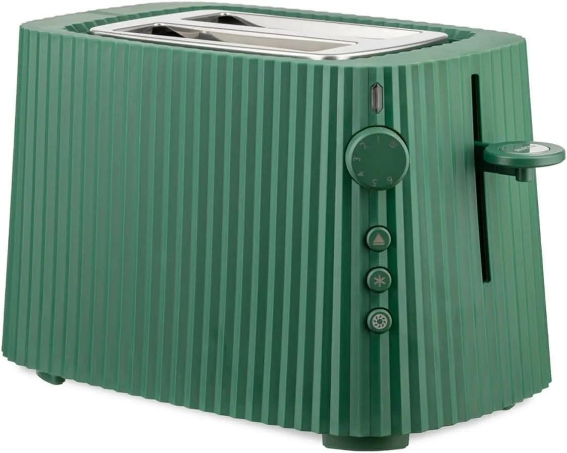 Grille-pain MDL08 Alessi Plissé GR, Six Niveaux de Dorure, Vert, Fiche Européenne 850 W, Design, en Résine Thermoplastique