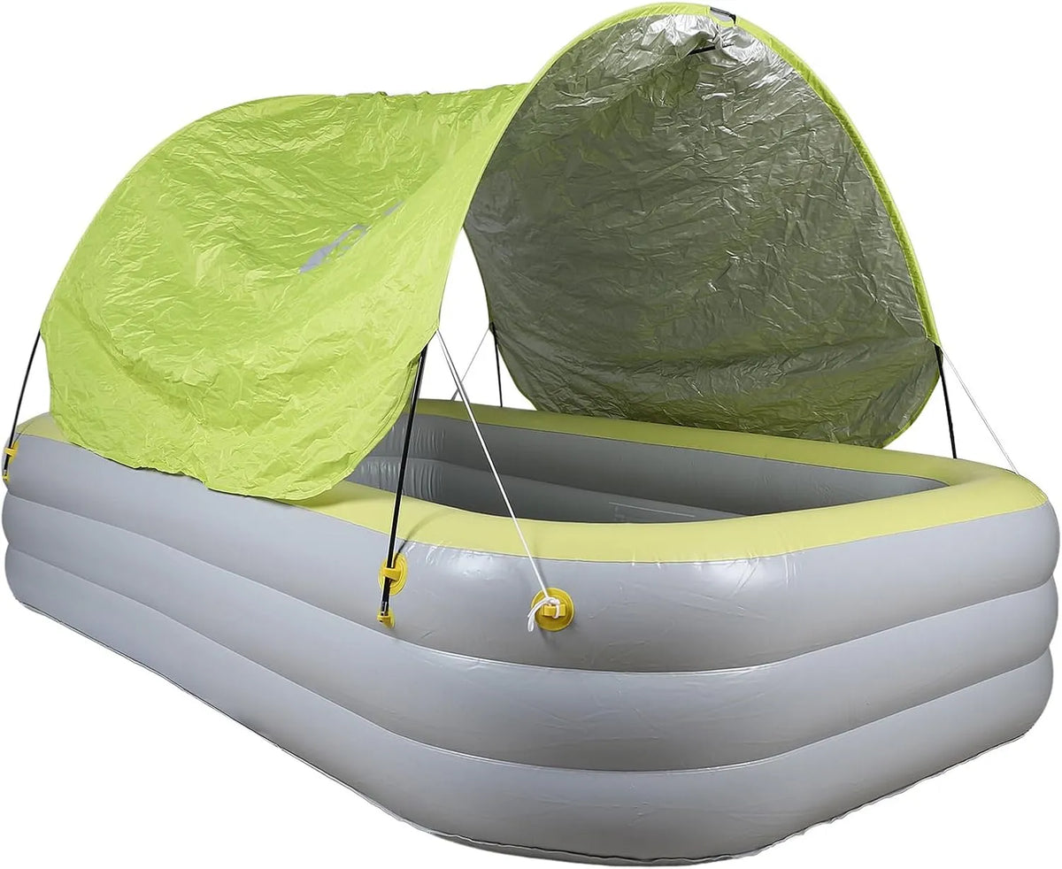 Avec auvent Piscine Gonflable, Jeu d'eau en Plein air dans Le Jardin Familial, Jaune, Toboggan Aquatique de 2,6 m, Grande pour Adultes