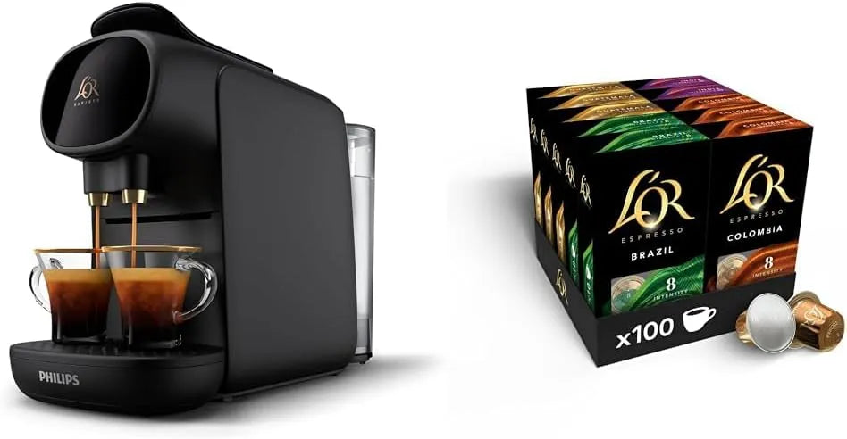 Philips machine à café, L'Or Barista Sublime, Piano finition noire & Assortiment L'Or 100 capsules Origines