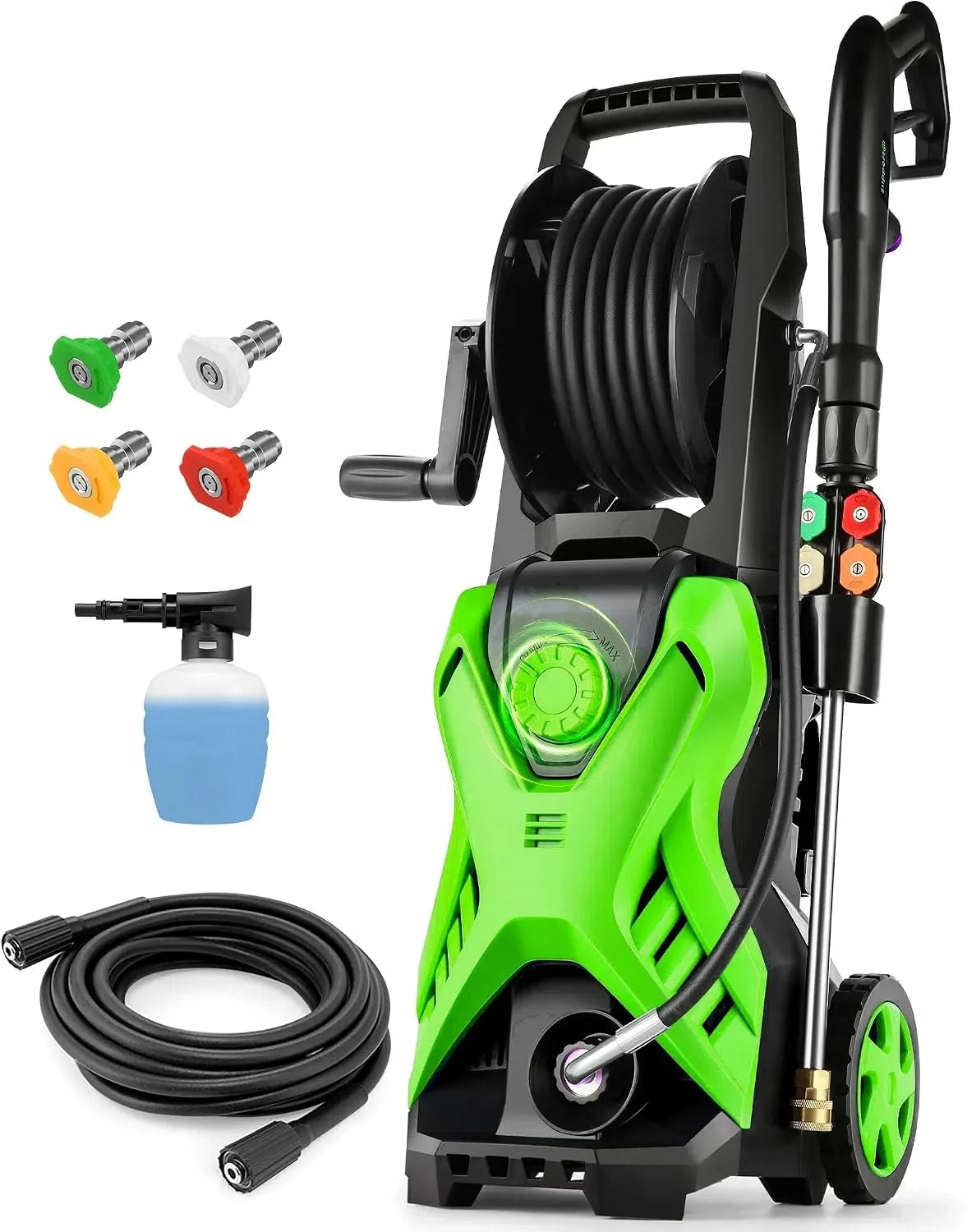Nettoyeur haute pression 2500 PSI 5000 PSI, de 5 000 psi 2,8 GPM Nettoyeur Haute Puissance, 4 Buses et Bouteille de Savon pour, Pression réglable