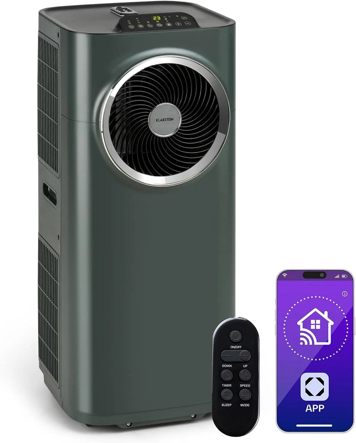 Klarstein climatiseur 10K, Mode Nuit, Mini Mobile Silencieux Portable 5 en 1, Purificateur et Elimination des Odeurs, BTU, Faible Conso