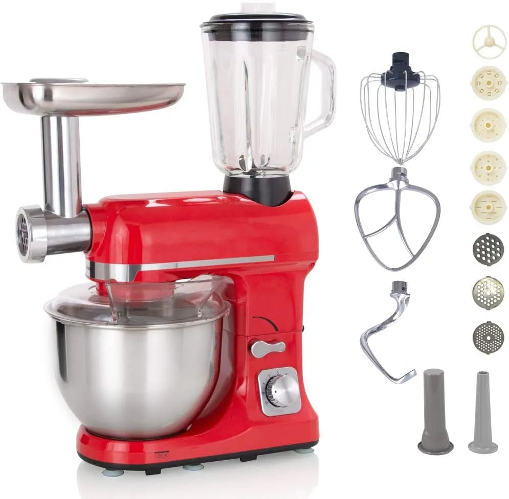 Blender, Robot Multifonctions 5l 1000w Rouge Avec Hachoir Et 1,5l En Verre, ROBIMIX ROUGE