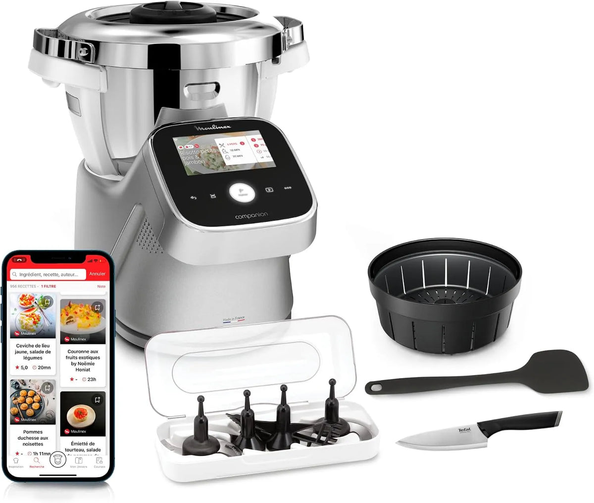 Moulinex modèle, capacité 4,5 L HF93CCF0, I companion touch Pro, 18 modes, Robot cuiseur, Balance intégrée, Idées de recettes illimitées
