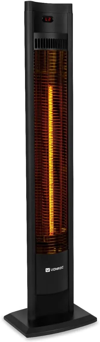 Extérieur Terrasse Sur Pied Filicudi VONROC Chauffage, Lampe Infrarouge Chauffante 107 cm télécommande incluse, Temps Chauffe 3 Sec