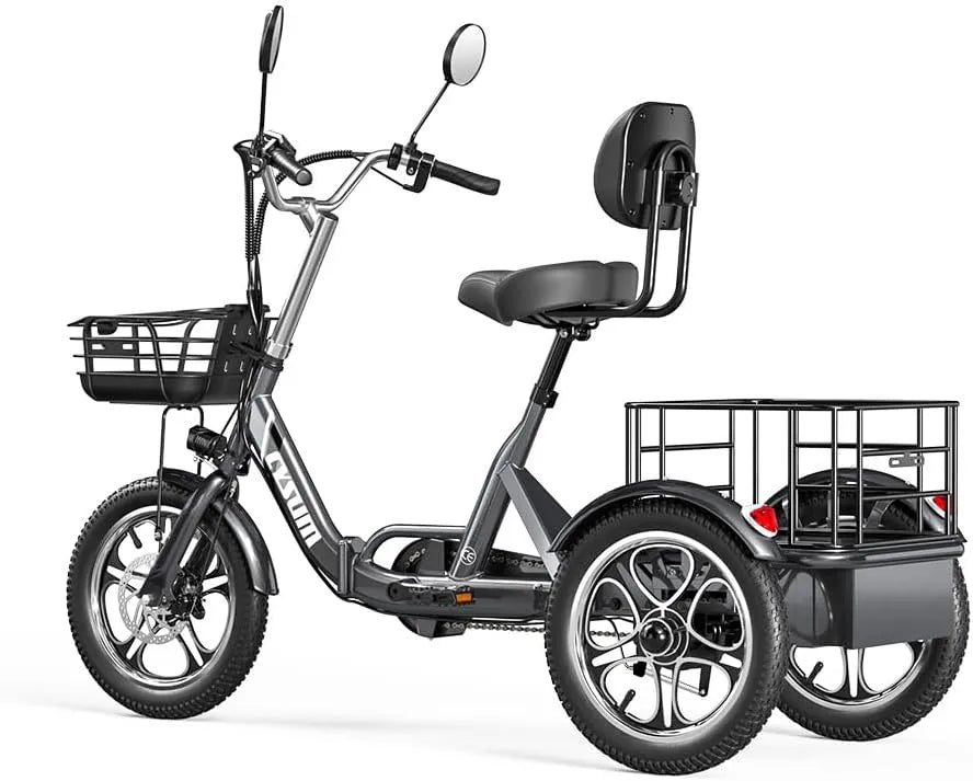 Tricycle électrique, 3 Roues Pliant vélo électrique, cysum T1 Pro pour Adultes, Moteur de 250 W, Batterie Lithium 48v 22 ah
