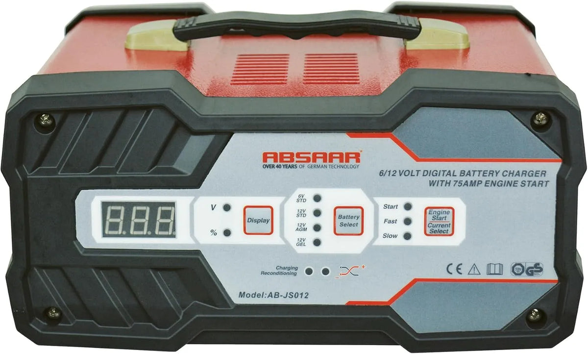 Modèle 6V AB-JS012 Absaar, Chargeur de Batterie & Démarreur 6V, tension 12V 12A