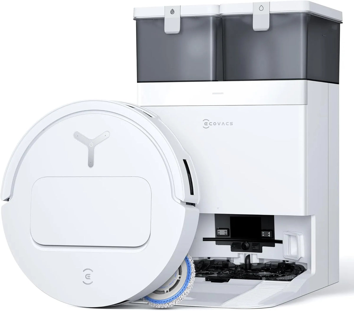 Ecovacs aspirateur robot T50 Gen2 T30, Lavage à l'eau Chaude 75℃, Ajout Automatique Solution de Nettoyage, 21000Pa amélioré par Pro Omni