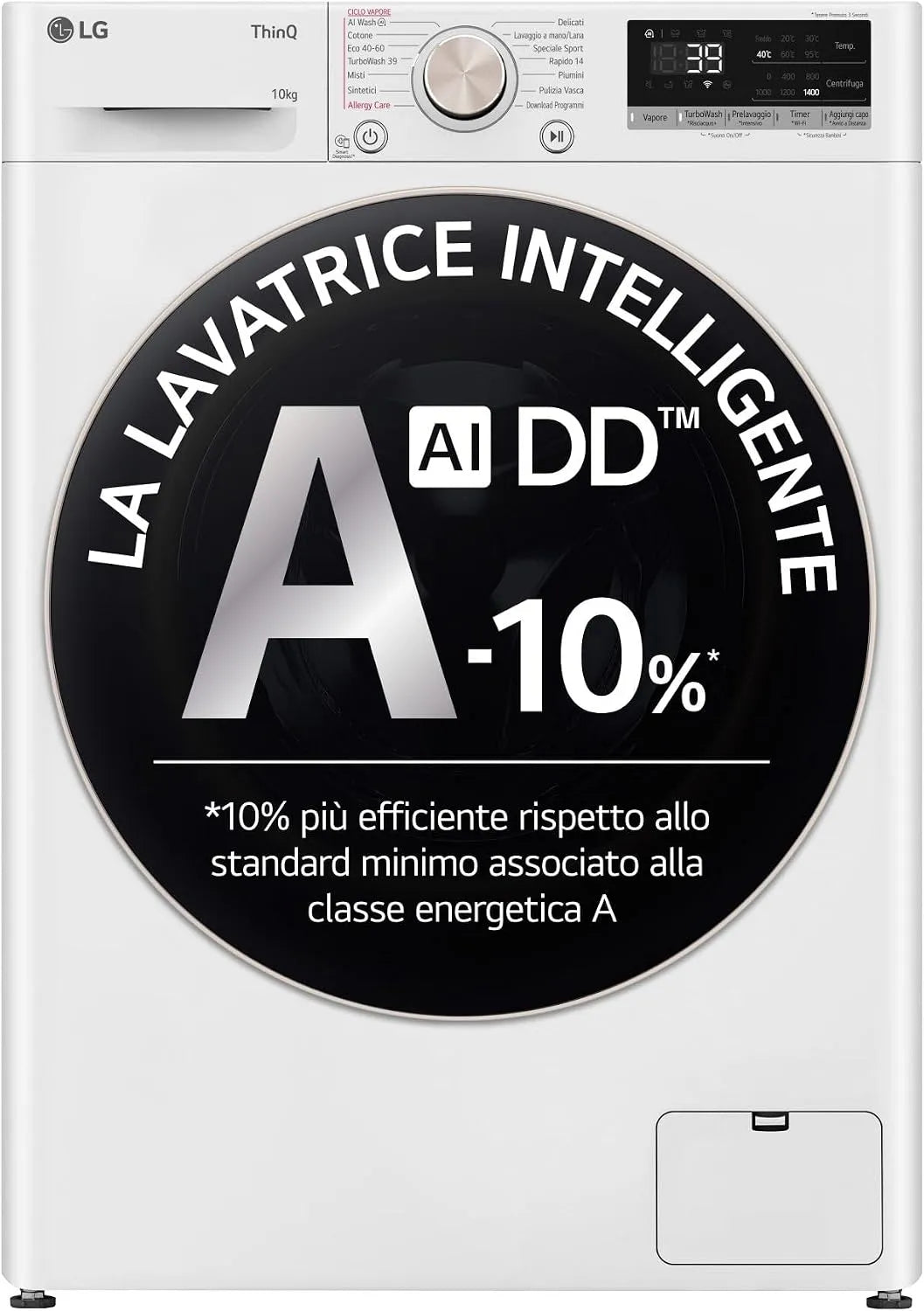 LG lave-linge F4R7010TSWG 1400, Série R7, classe énergétique A -10%, Chargeur Frontal, Autonome, AI DD 10 kg, Tours TurboWash 360