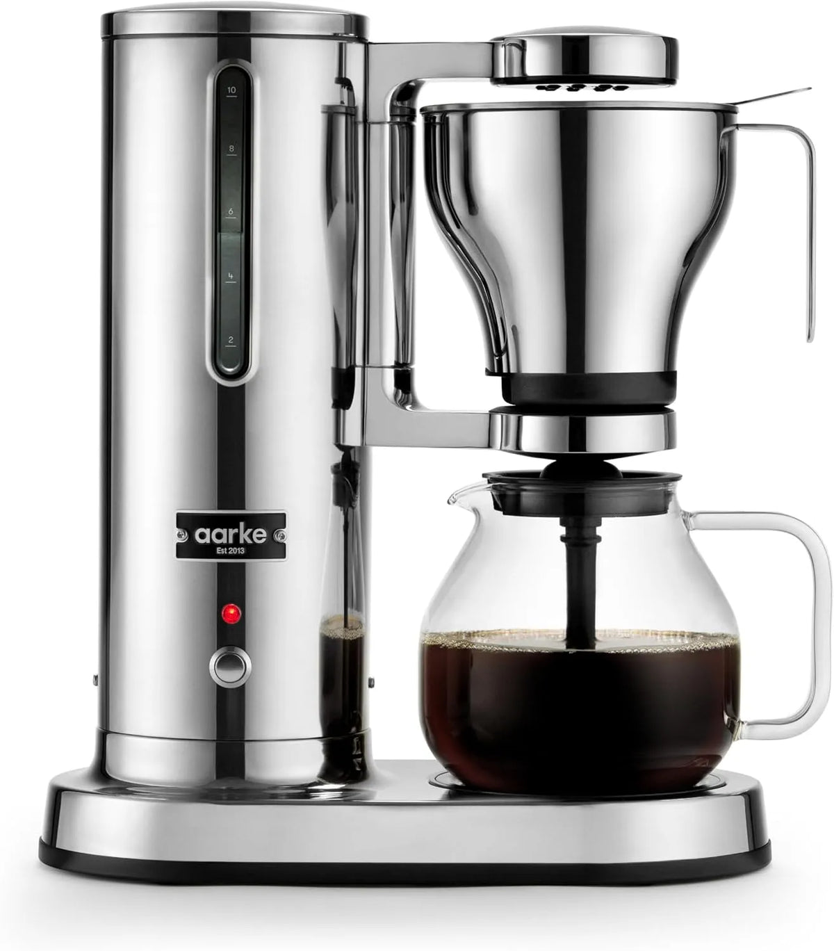 Cafetière aarke, Filtre, 10 Tasses, capacité 1.25L, Machine à Café Électrique en Acier Inoxydable, Carafe en Verre, Maintien au Chaud, Design Moderne