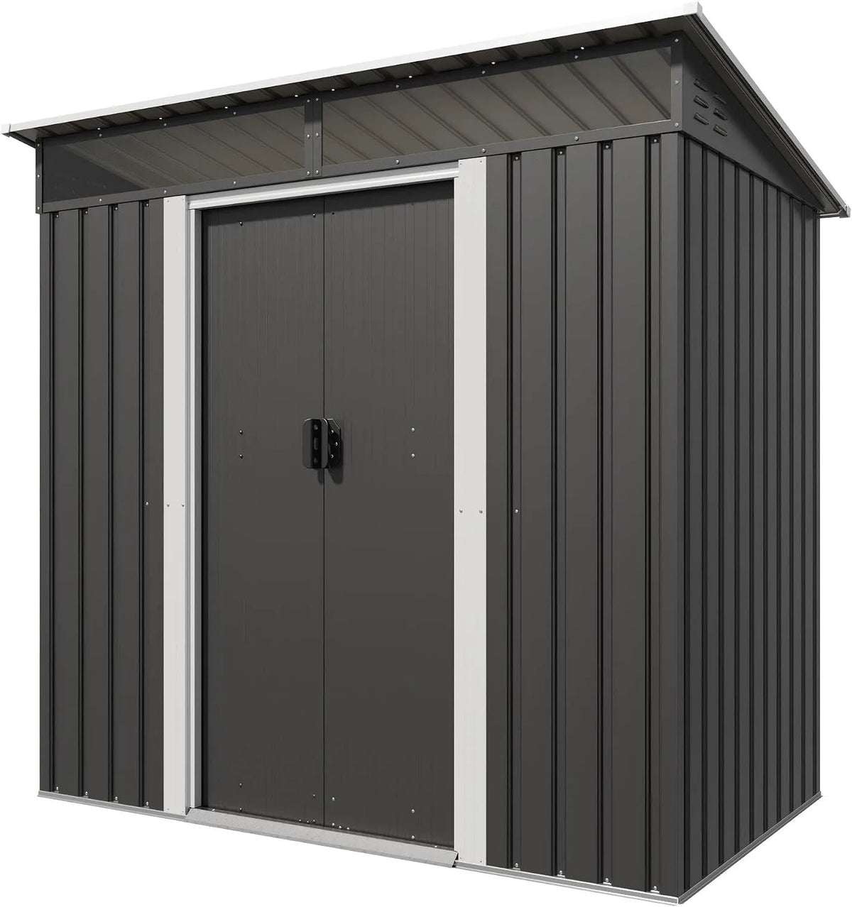 Abri de jardin, en métal de 3,6 m³ avec fondation, dimensions 183 x 109 x 182 cm, avec lucarne, toit en appenti, pour terrasse, pelouse, anthracite
