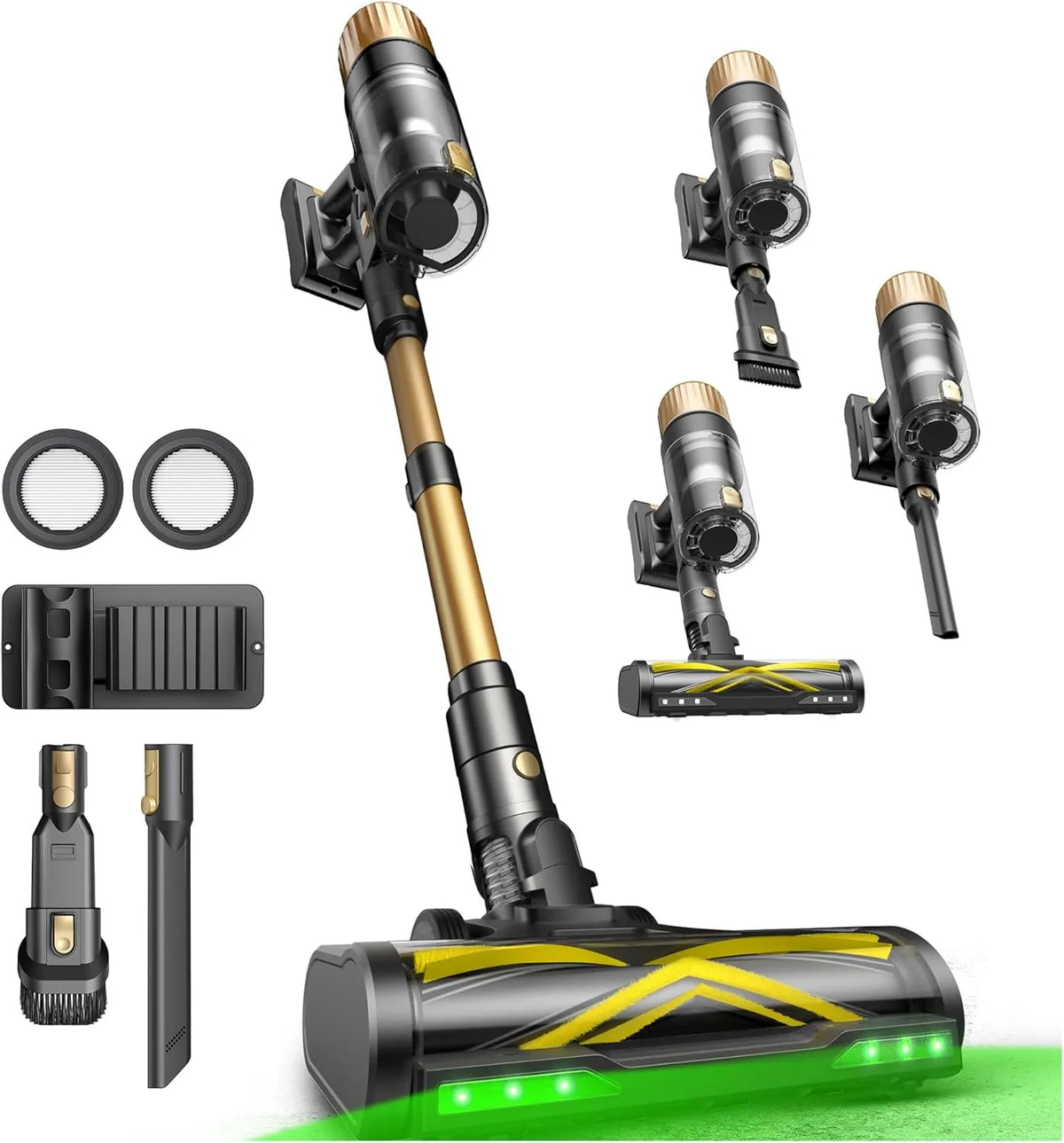Aspirateur balai Ultenic, 65Min Aspirateur sans Fil Puissant, 50Kpa/65Min, Tige Télescopique Réglable, Design Autoportant, Technologie GreenEye