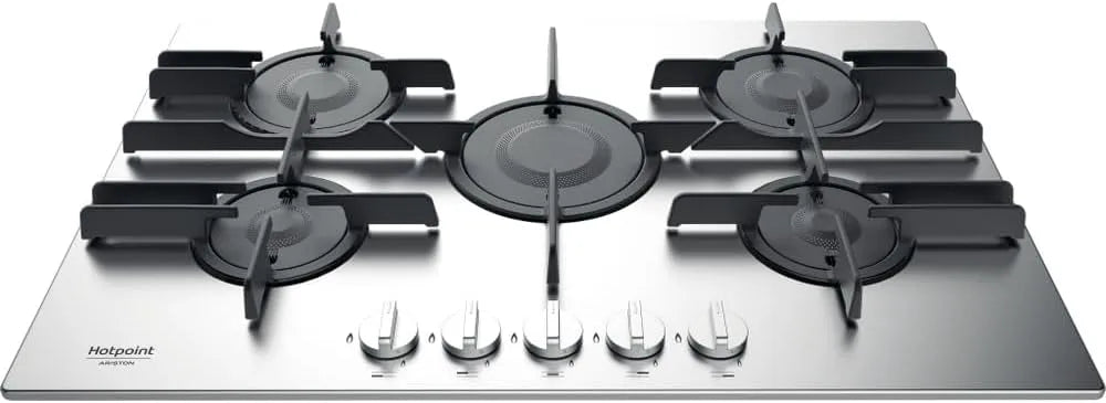Table de cuisson Hotpoint Ariston, A Finition inoxydable et grilles en fonte de 75 cm, à gaz ftghl 751 d, ix