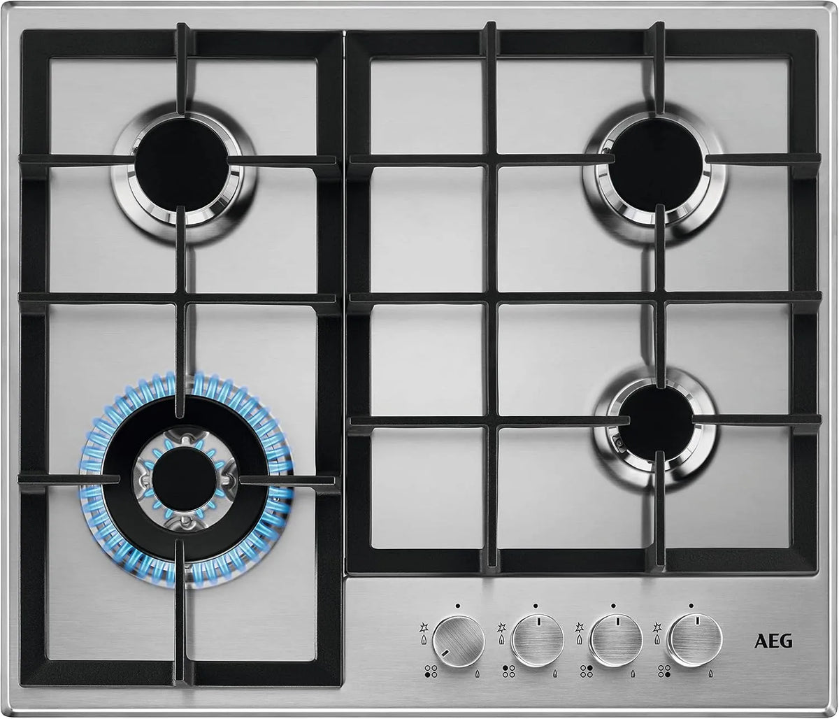 AEG modèle HGB64400SM, largeur 60 cm, 4 feux, Slim Line Plateau de cuisson à gaz, acier inoxydable