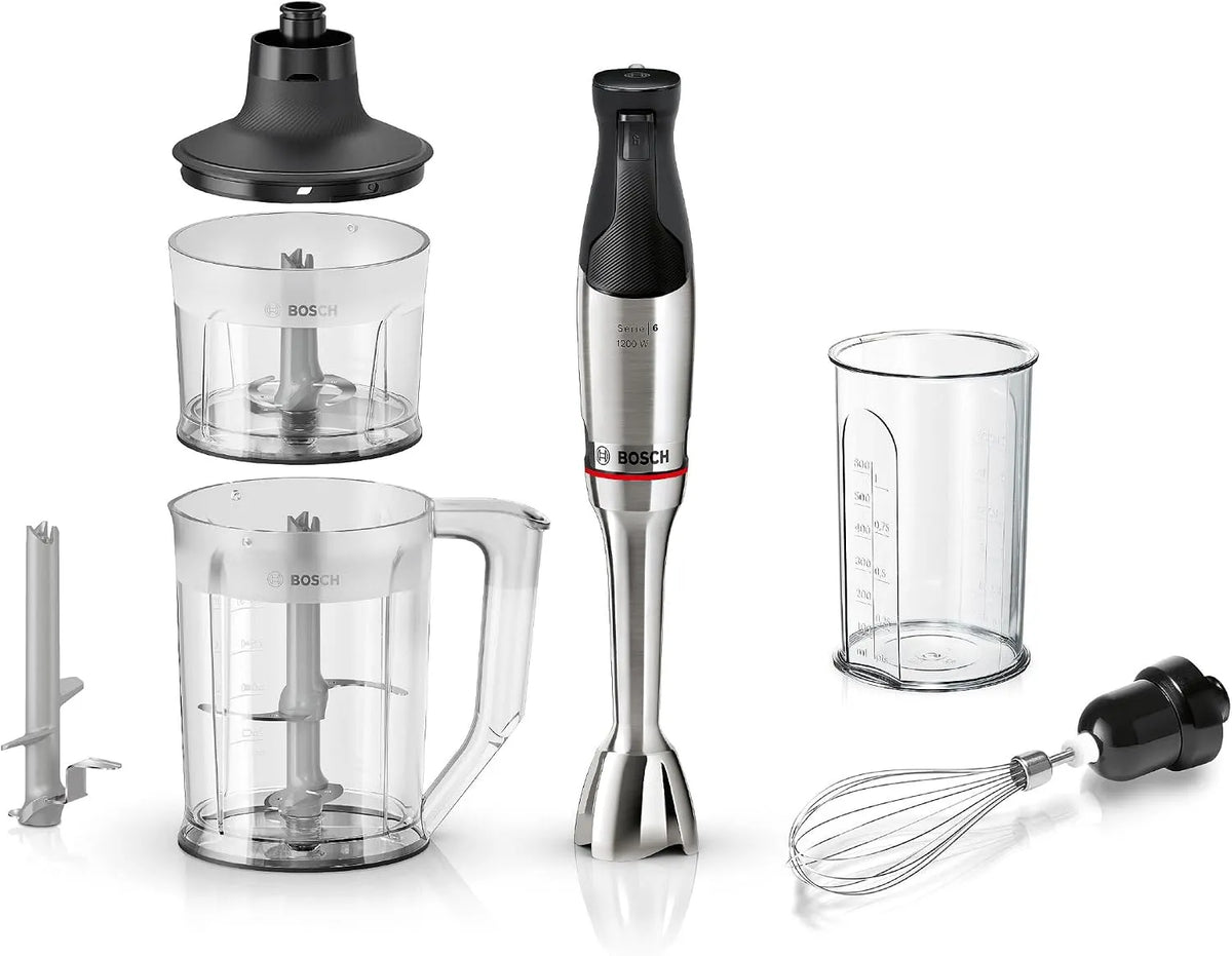 Bosch mixeur MSM6M652, ErgoMaster Série 6, moteur refroidi à l'air de 1000 watts, système de mixage QuattroBlade Pro, variateur de vitesse, plongeant