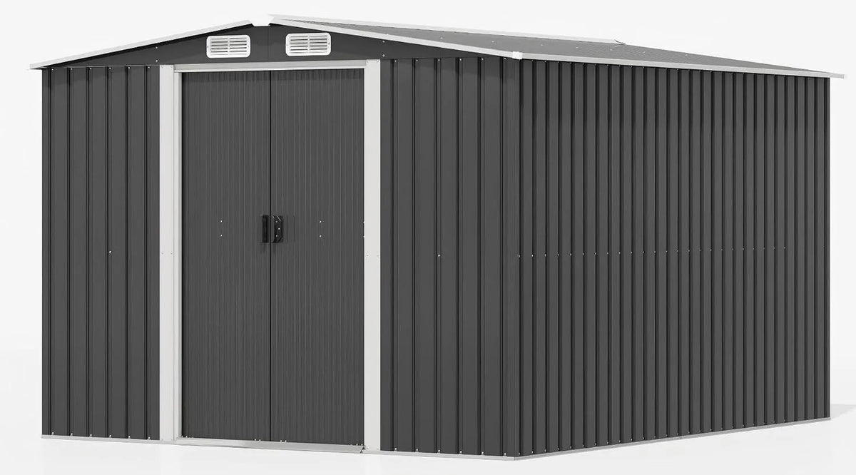 Abri de jardin, résistant aux intempéries pour tondeuses et vélos, en métal 13,2 m³ avec fondation en acier, extérieur