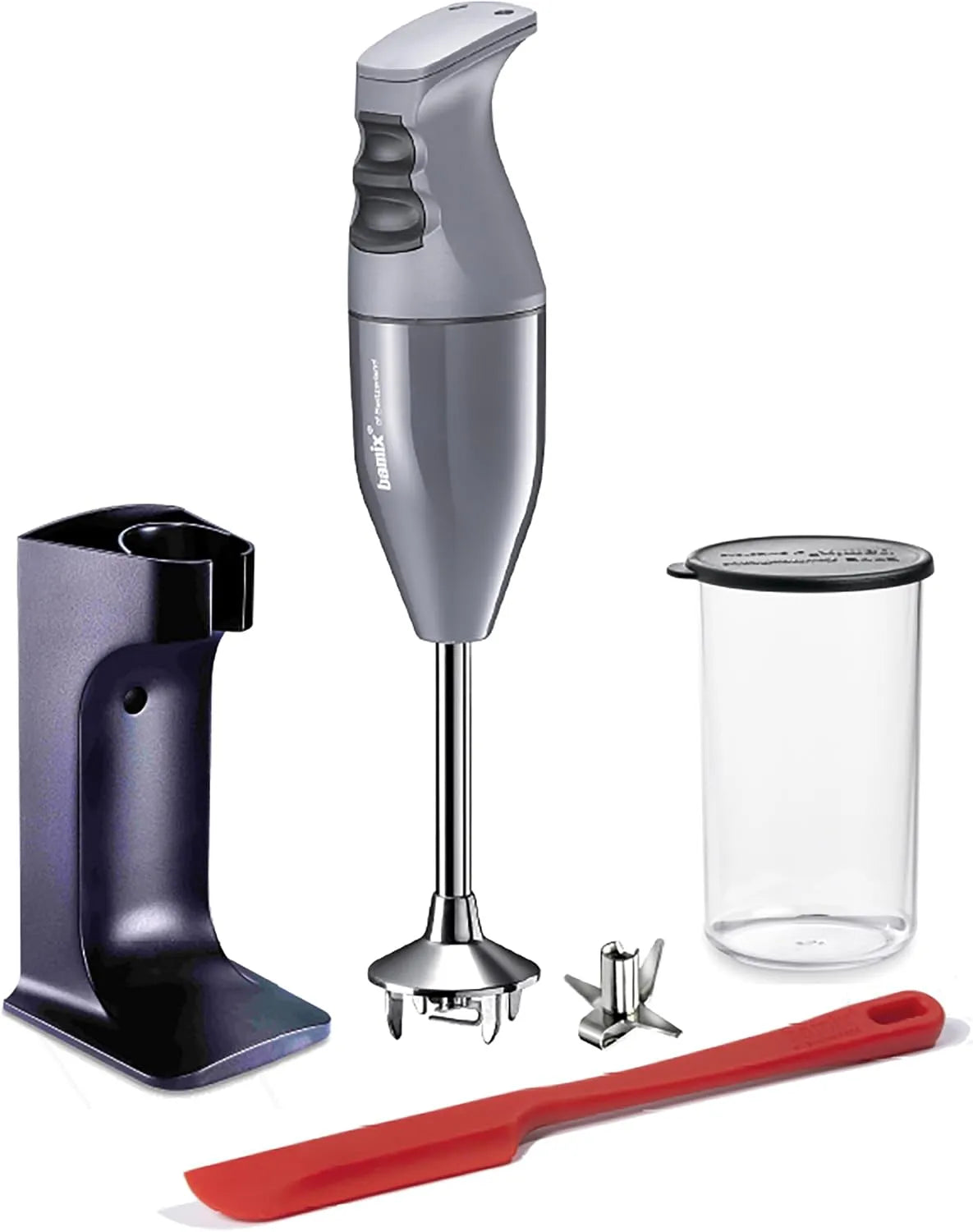 Mixeur EO180 bamix Set, plongeant CLASSIC PLUS avec support, couteau multifonction, Fabriqué en Suisse, finition noire, puissance 180 W, récipient