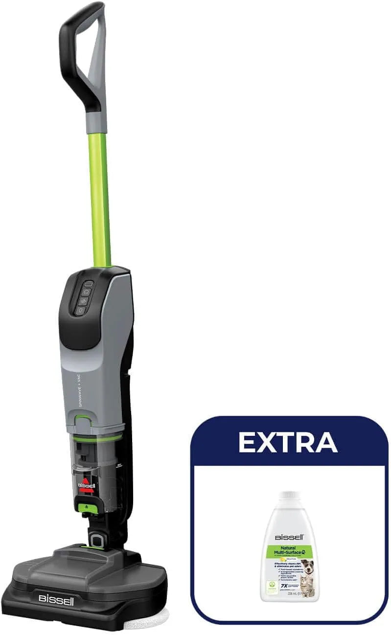 Aspirateur balai 3885N, Bissell SpinWave + Vac Pet, Nettoyeur de Sols Durs, Lavage sans Poussière, Spécial pour Animaux, Aspirateur Laveur, sans Fil