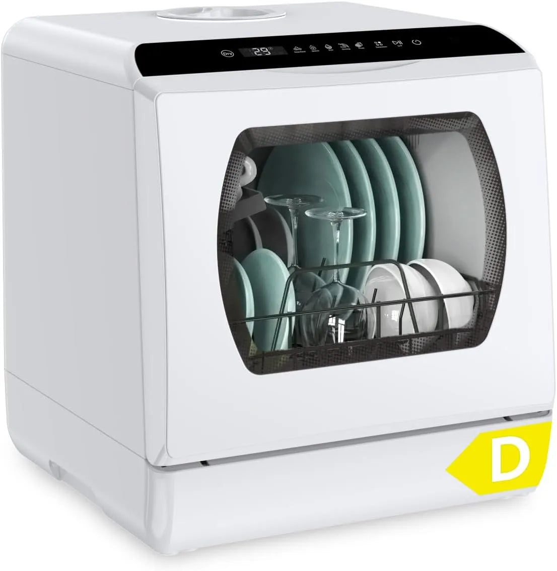 Lave-vaisselle 73h Hermitlux, de Table 5 Couverts avec 6 Programmes, Mode Bébé 75°C, Réservoir 5L ou Branchement Robinet, Séchage Hygiénique