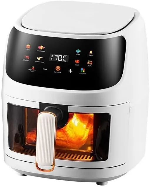 Friteuse à air chaud, avec 8 Programmes Utilisation dans Panier ou Tiroir, sans Huile 8L, finition blanche