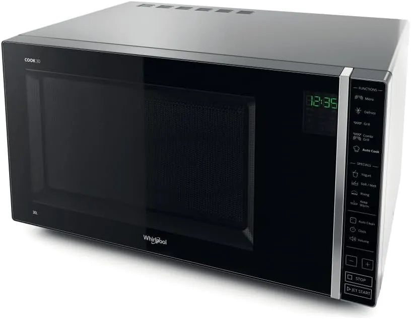 Whirlpool four à micro-ondes MWP 303 SB, capacité 30 litres, finition argentée, finition noire