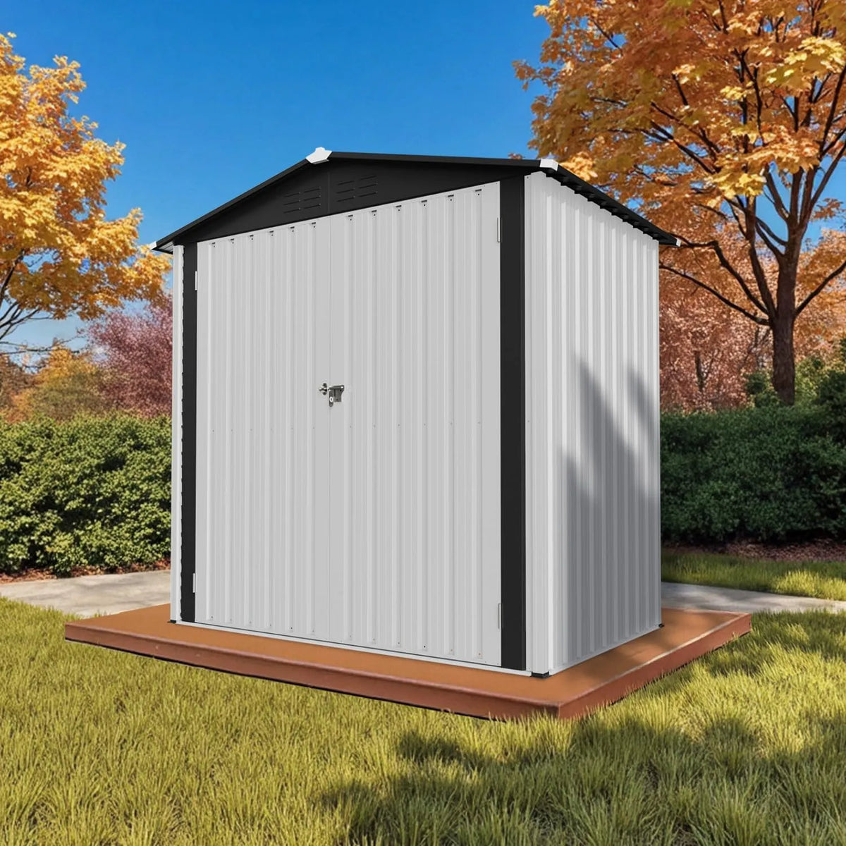 Abri de jardin, dimensions 171x107x180 cm, Métal, Vélos ou Moto, Cabane, Cabanon de Jardin Extérieur pour Outils, finition blanche