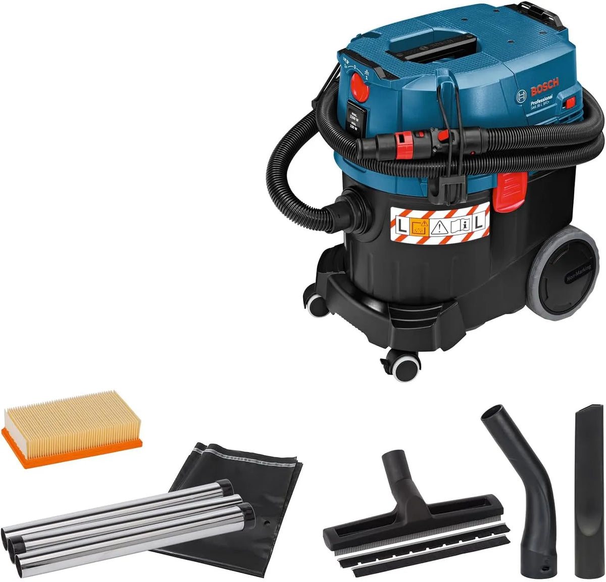 Bosch aspirateur GAS 35 L, flexible 3 m avec raccord p. outil, poussière SFC+, sac jetable, set suceurs p. sol, av. 1 filtre plat plissé cellulose