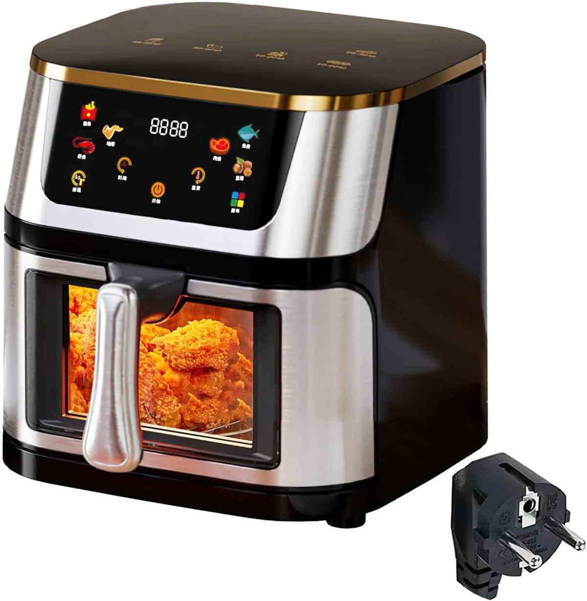 Friteuse à air chaud, 210℃, capacité 12L avec Fenêtre de Visualisation & Écran Tactile, puissance 2800w chaud, Cuisson Uniforme sans Retournement