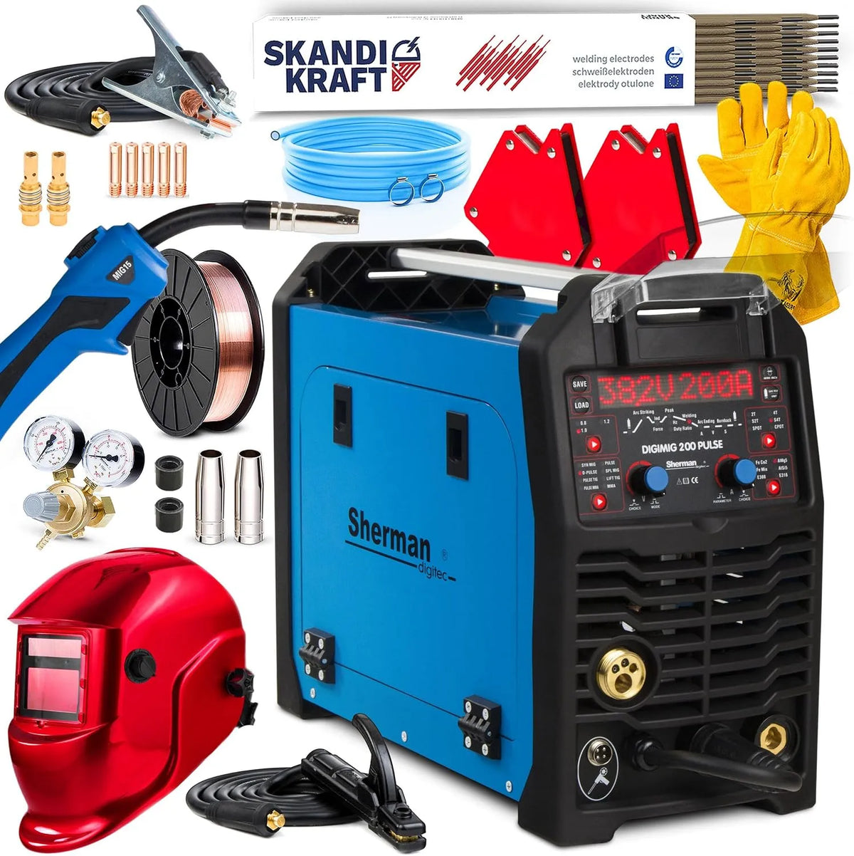 Four DIGIMIG 200, Sherman Dual Puls, MMA, Avec synergie complète, Kit, 200 A Poste a souder MIG avec gaz, Pour soudure aluminium, Soudobrasage