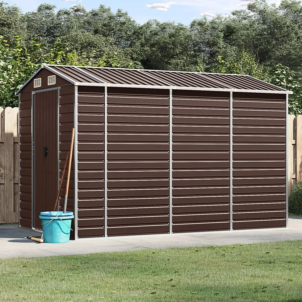 Abri de jardin, Marron 191 x 300 x 198 cm en Acier galvanisé, cabanon Rangement Extérieur pour Pelouse de Patio d'arrière-Cour