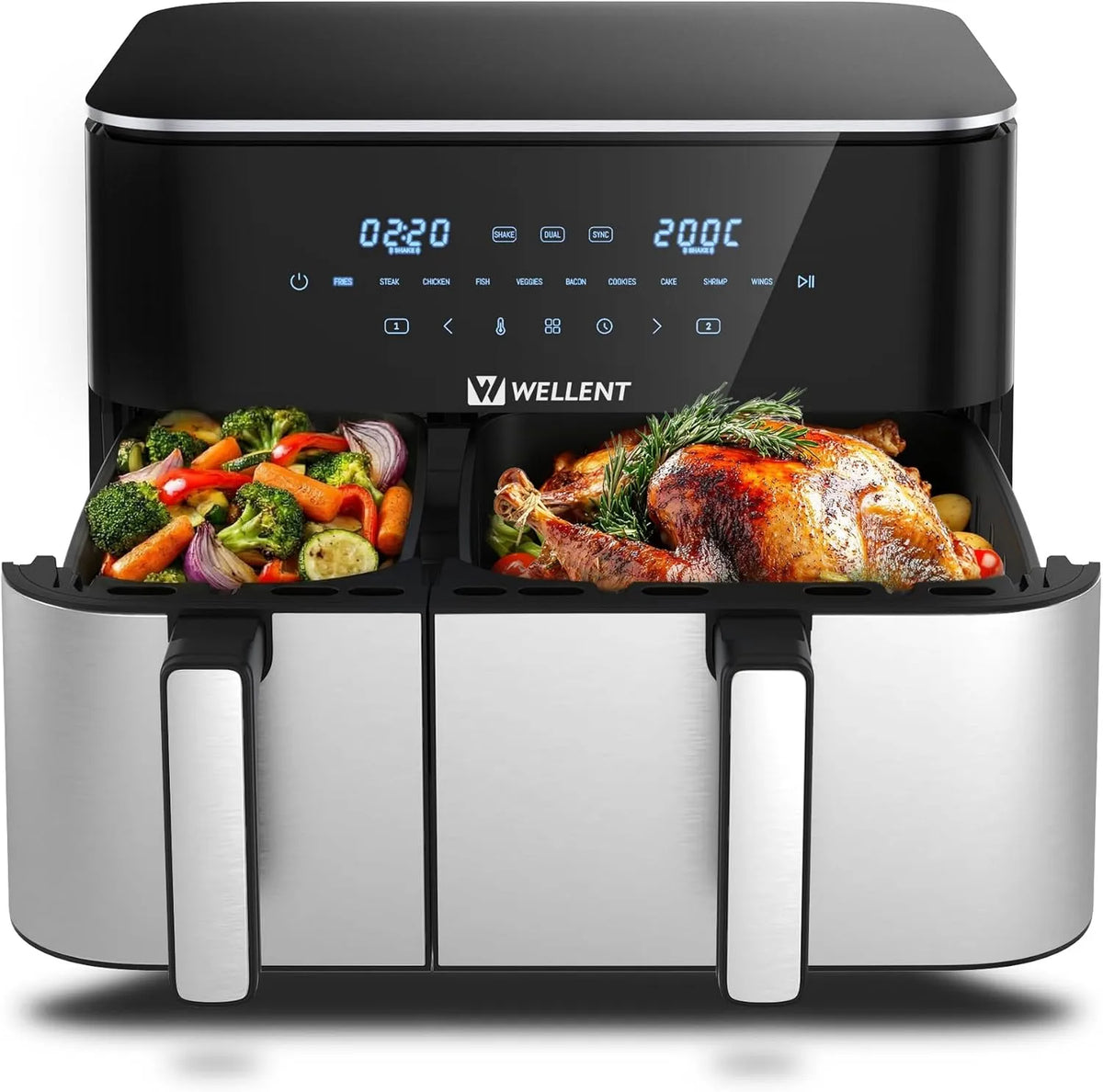 Lave-vaisselle 4+7L, 10-in-1 Programmes, Fonction Match&Sync, Rappel de Secousse passe au, capacité 11L Air Fryer 2 compartiments, Écran Tactile